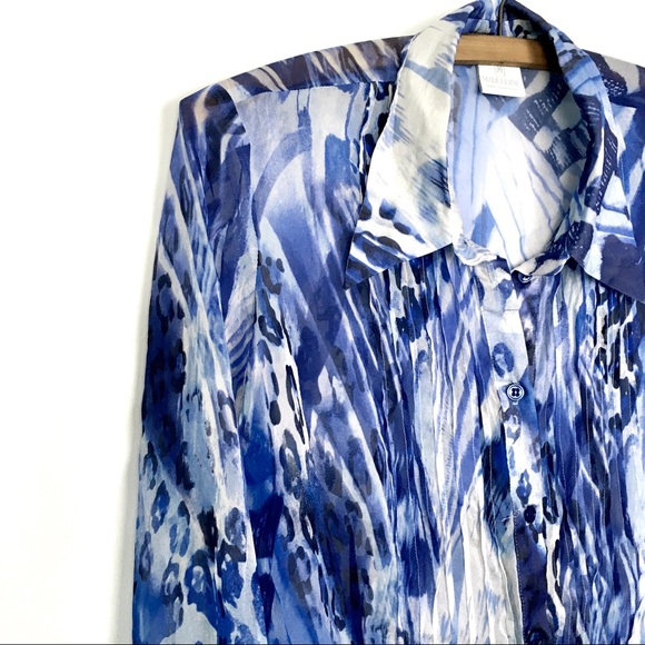 Madeleine Tops - Sheer Silk Animal-Print Blouse